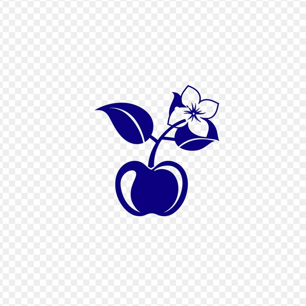 PSD a blue apple with a flower on it