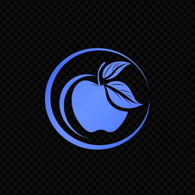 PSD a blue apple with a leaf in the middle of it