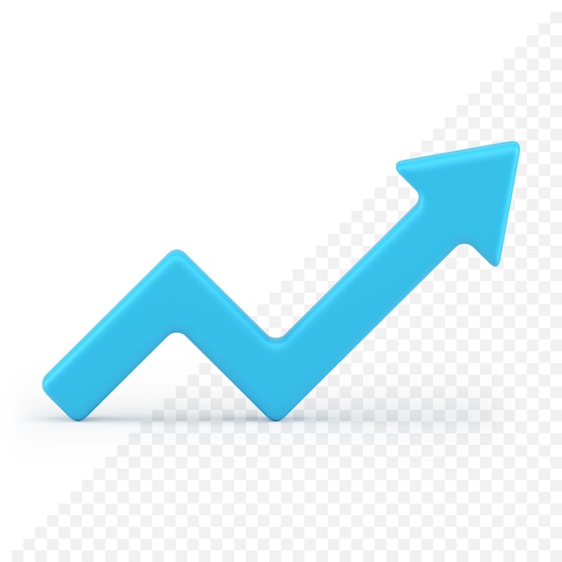 Blue arrow graphic angled geometry positive trend economic profit business strategy 3d icon