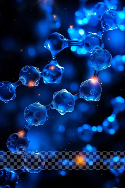 Blue background chemical structure of water on transparent background