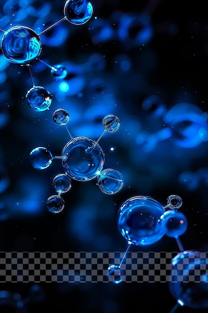 PSD blue background chemical structure of water on transparent background