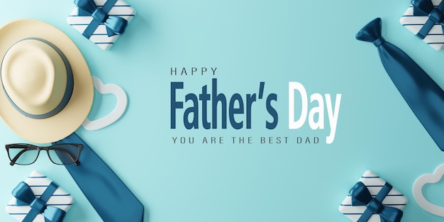 PSD a blue background with a banner that says happy father's day.