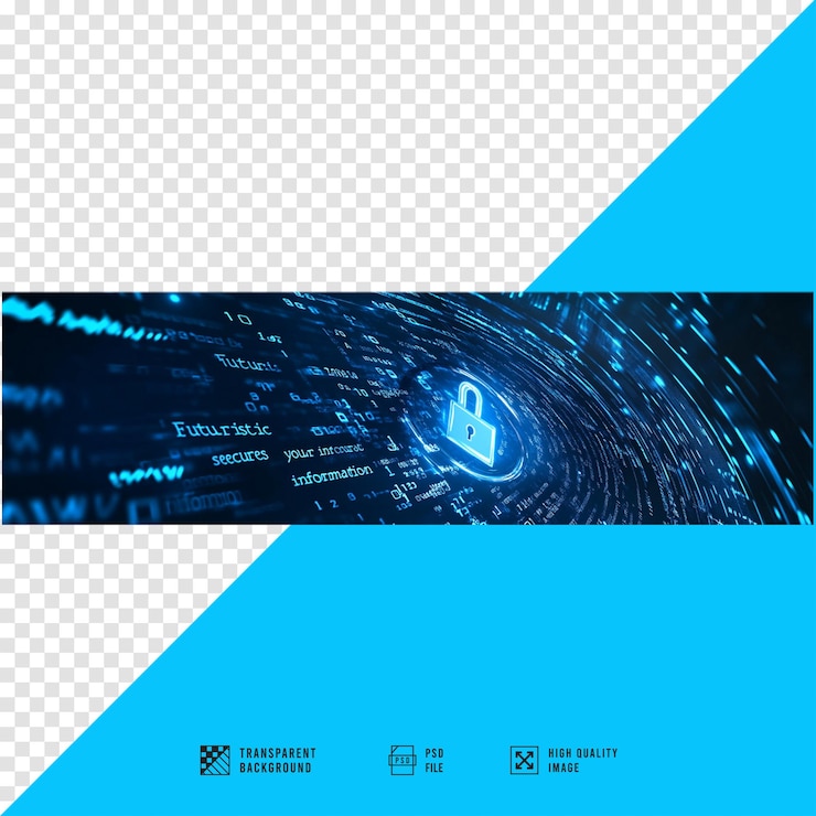 PSD a blue background with a blue image of a lock logo