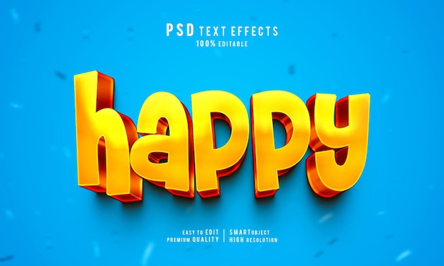 PSD uno sfondo blu con effetti di testo creativi felici 3d