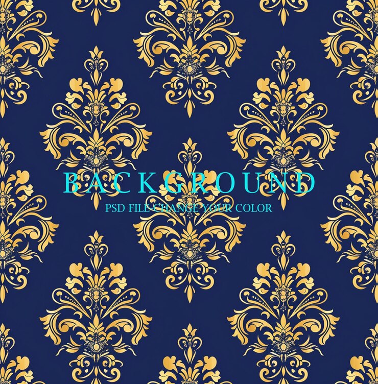 PSD a blue background with gold flowers and the words back to back