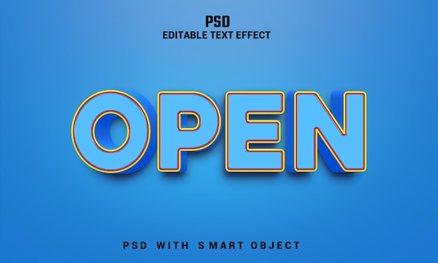 PSD blue background with the word open on it