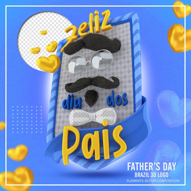 blue badge with glasses mustache and yellow text