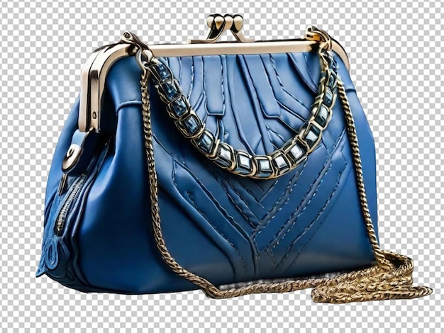 Blue bag clutch on a chain