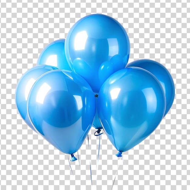 Blue balloons isolated on transparent background