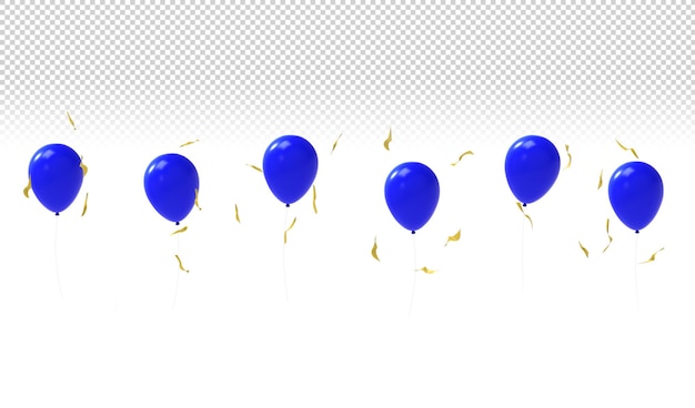 Blue balloons on transparent background