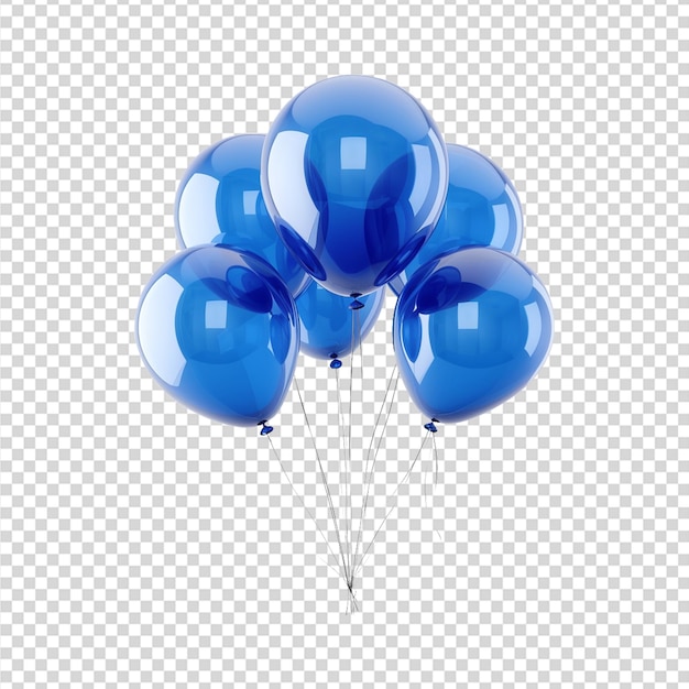 Palloncini blu su sfondo trasparente