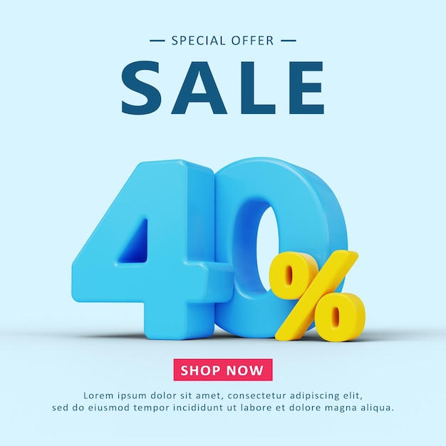 Blue banner 40 discount Premium PSD