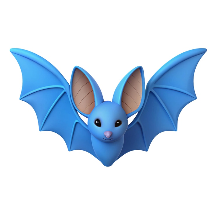 PSD a blue bat with a blue face and ears on it