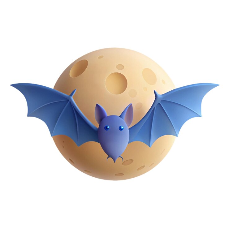PSD a blue bat with a blue tail that says quot blue wings quot on it