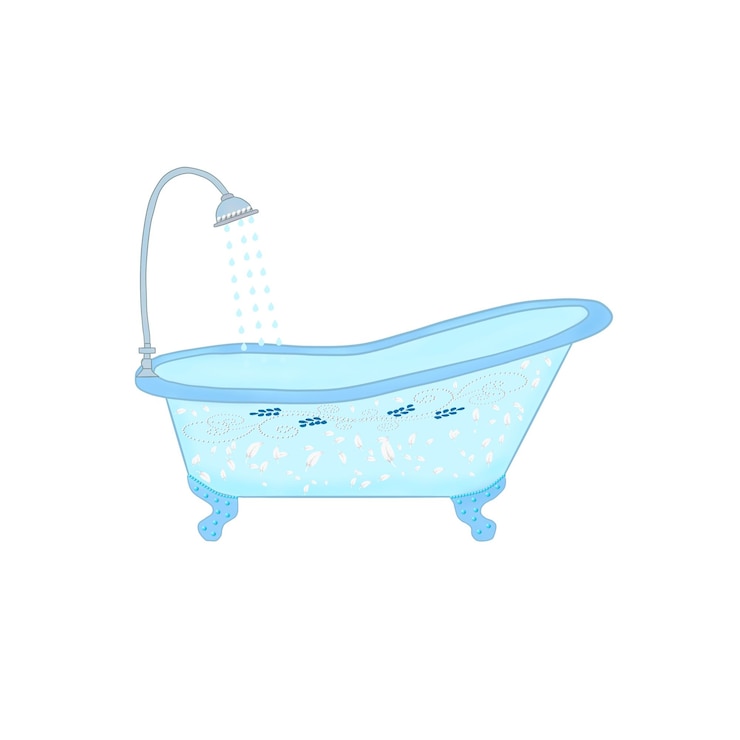 PSD a blue bathtub with the words youre in the water