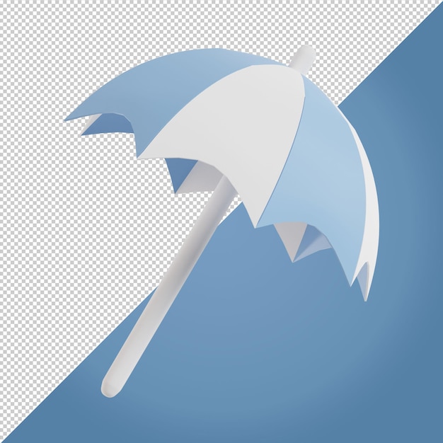 PSD blue beach umbrella 3d render illustration