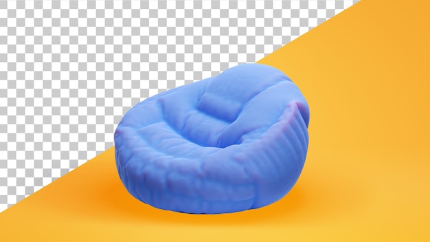 PSD blue bean bag chair comfortable soft chair 3d render