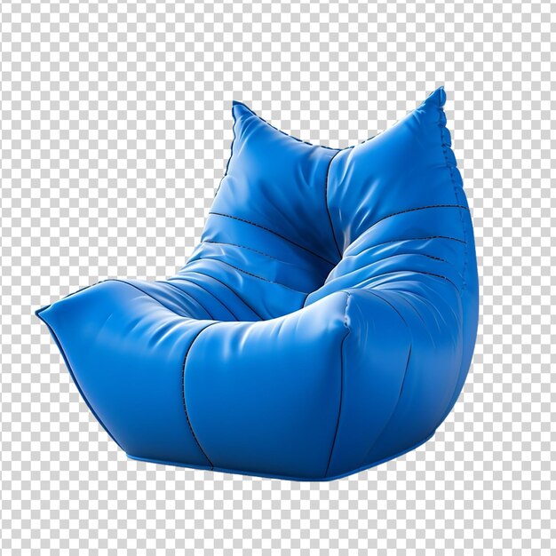 PSD blue bean bag leunstoel geïsoleerd op een doorzichtige achtergrond