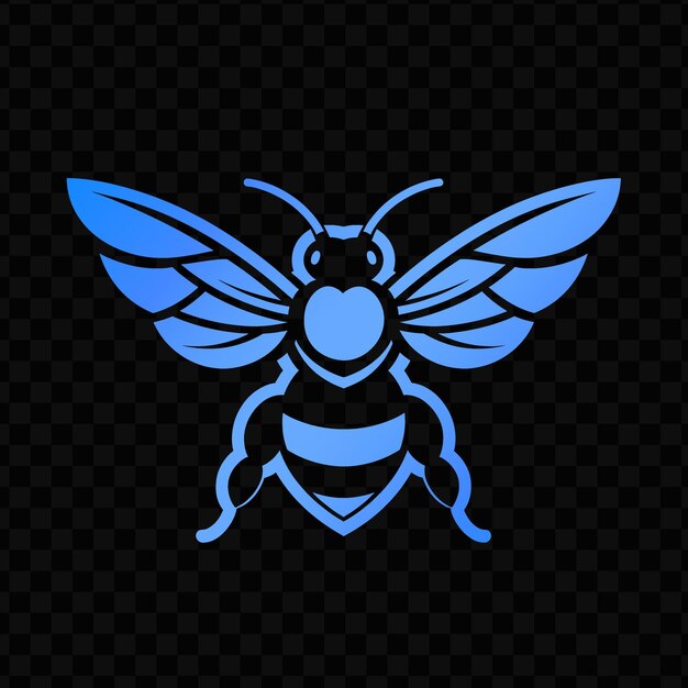 Blue bee with a blue body on a black background