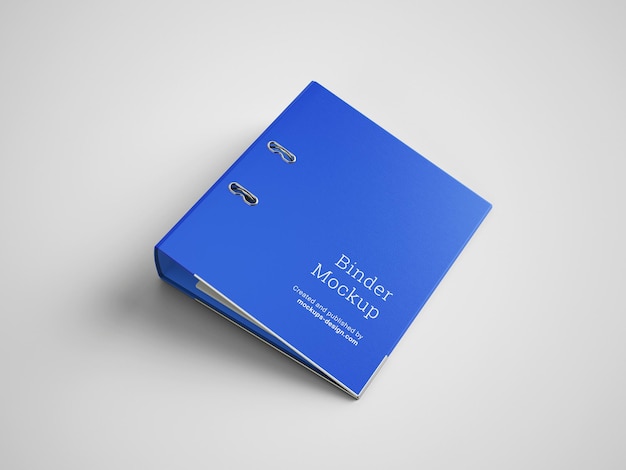blue binder mockup on white surface