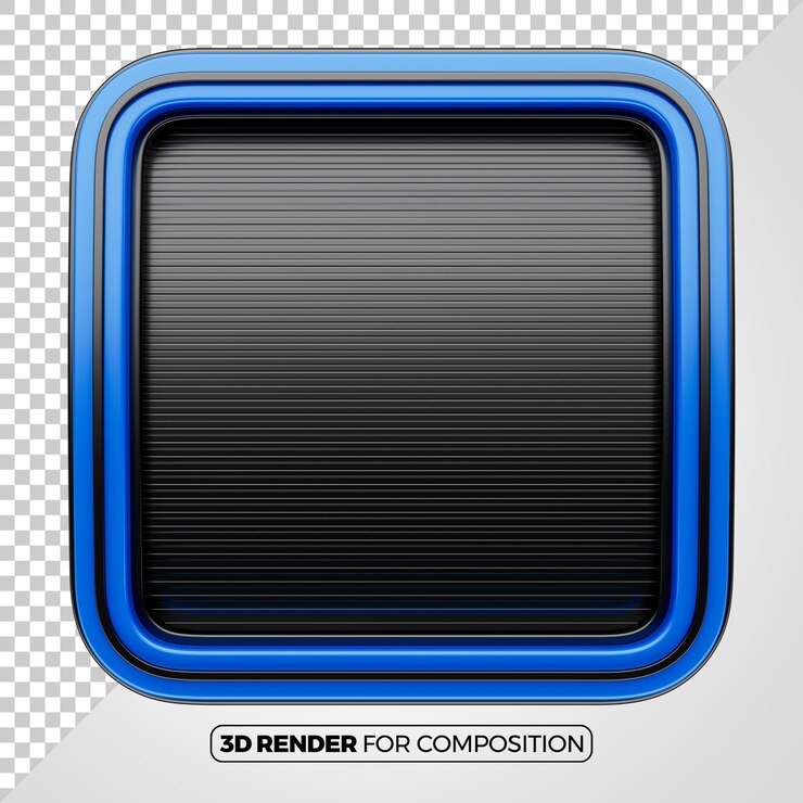 PSD blue and black 3d square panel