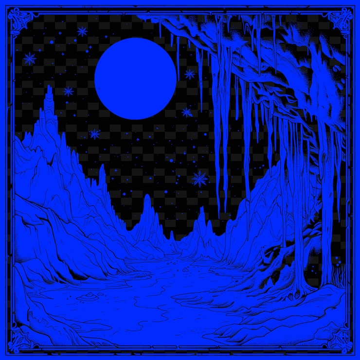 PSD a blue and black background with a blue moon and stars