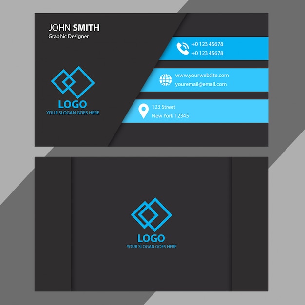 PSD blue and black business card template