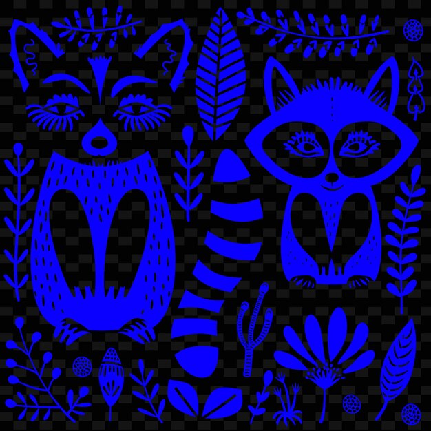 PSD a blue and black pattern of a fox and a dog