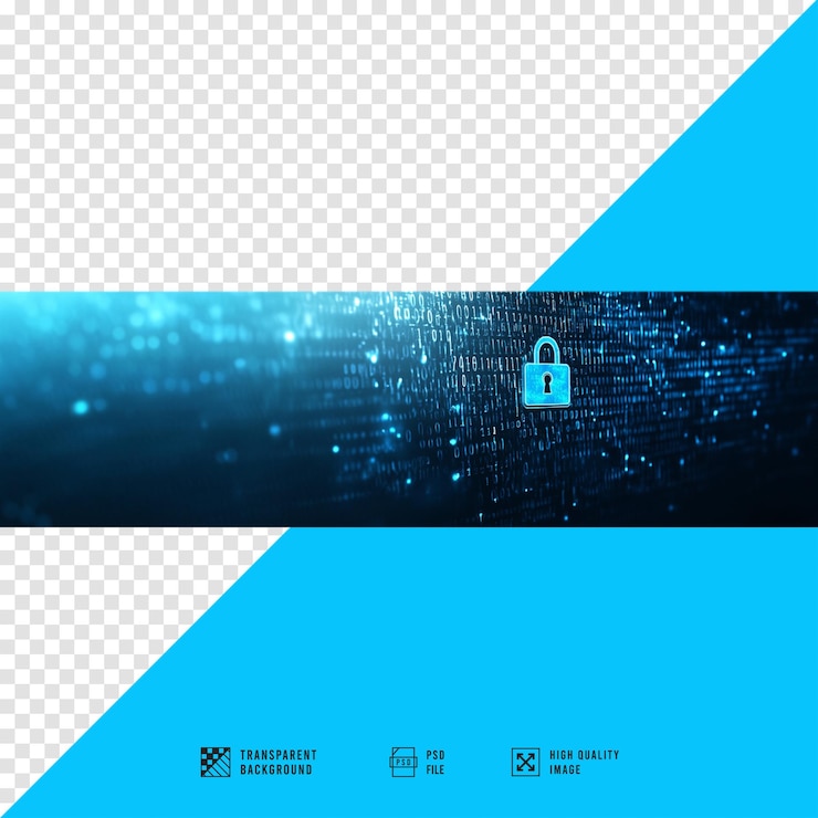 PSD a blue and black photo of a lock and a blue background