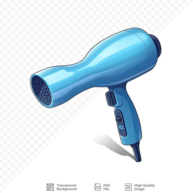 PSD a blue blow dryer is shown on a white background.