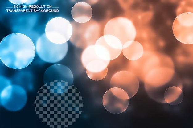 Blue bokeh circles abstract background and colorful circles on transparent background