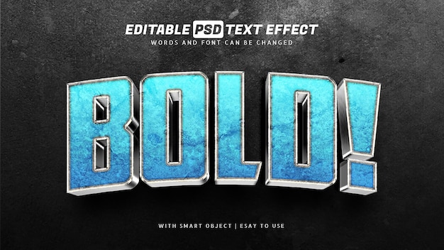 Blue bold 3d text effect editable
