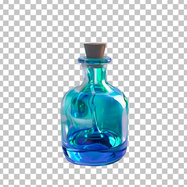 Una bottiglia blu di colore blu con un tappo verde