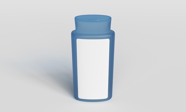 Blue Bottle Mock up with Blank Label for copy space 3D Rendering