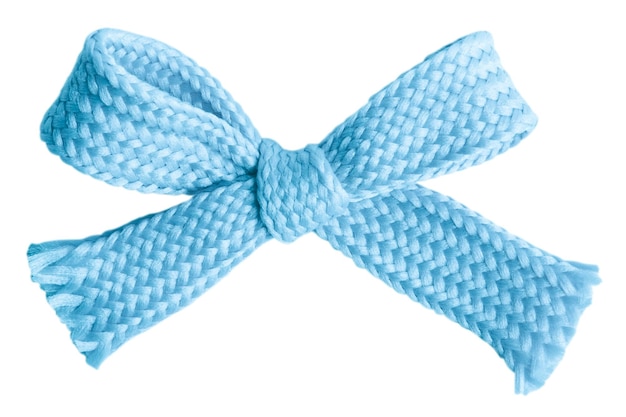 PSD 空白の背景に厚い編み物で作られた青い弓