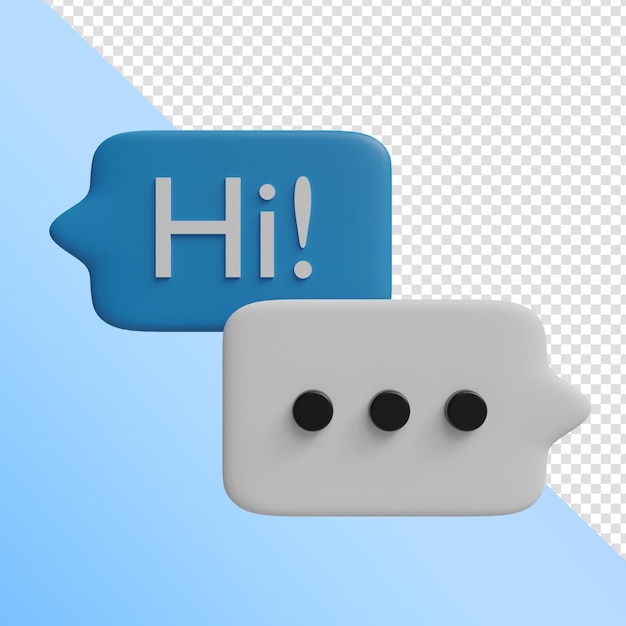 Blue bubble message 3d icon render