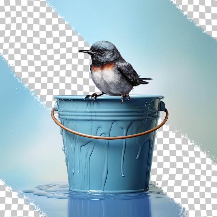 PSD blue bucket with dipper transparent background