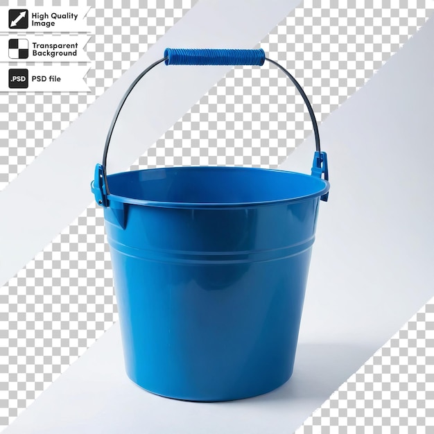 PSD a blue bucket with a handle that says  re - e  on it