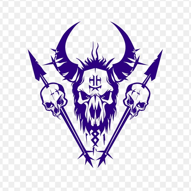 PSD a blue bull head with horns and a skull with horns