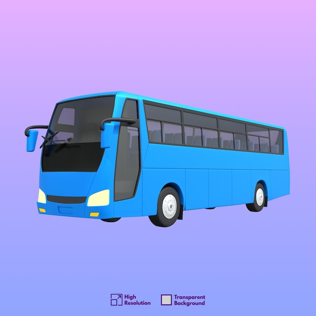 a blue bus with transparent background