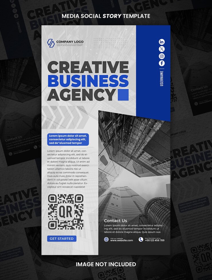 PSD blue business agency media социальная история шаблон сообщения