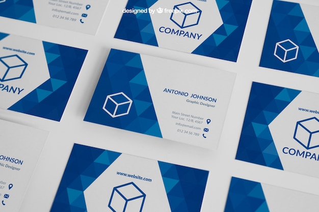 Blue business card mockup