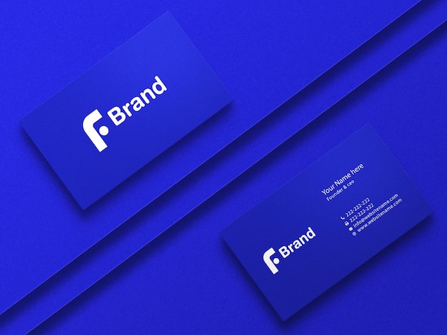 PSD blue business card mockup