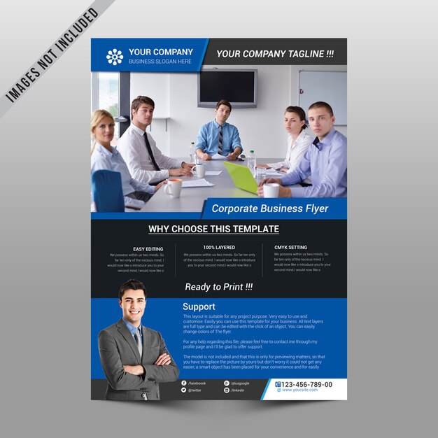 Blue business flyer mockup