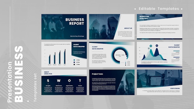 corporate ppt presentation free download PSD blue business presentation vector editable templates