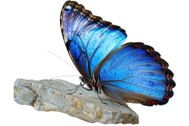 Blue butterfly isolated on white background Studio nature photo AIG57