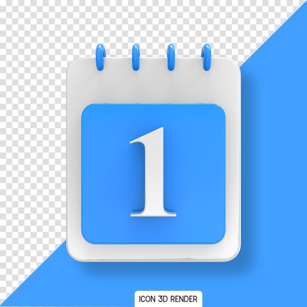 PSD icona blu 3d di giorno di calendario