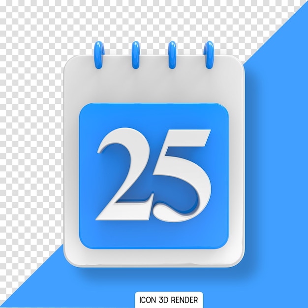 Icona blu 3d di giorno di calendario