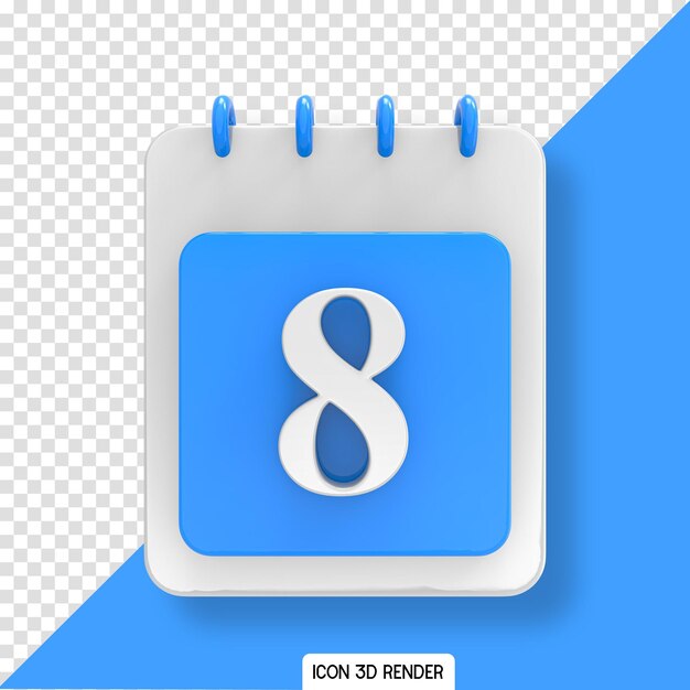 Blue calendar day icon 3d