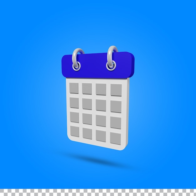 Blue calendar reminder notification icon website ui 3d rendering illustration